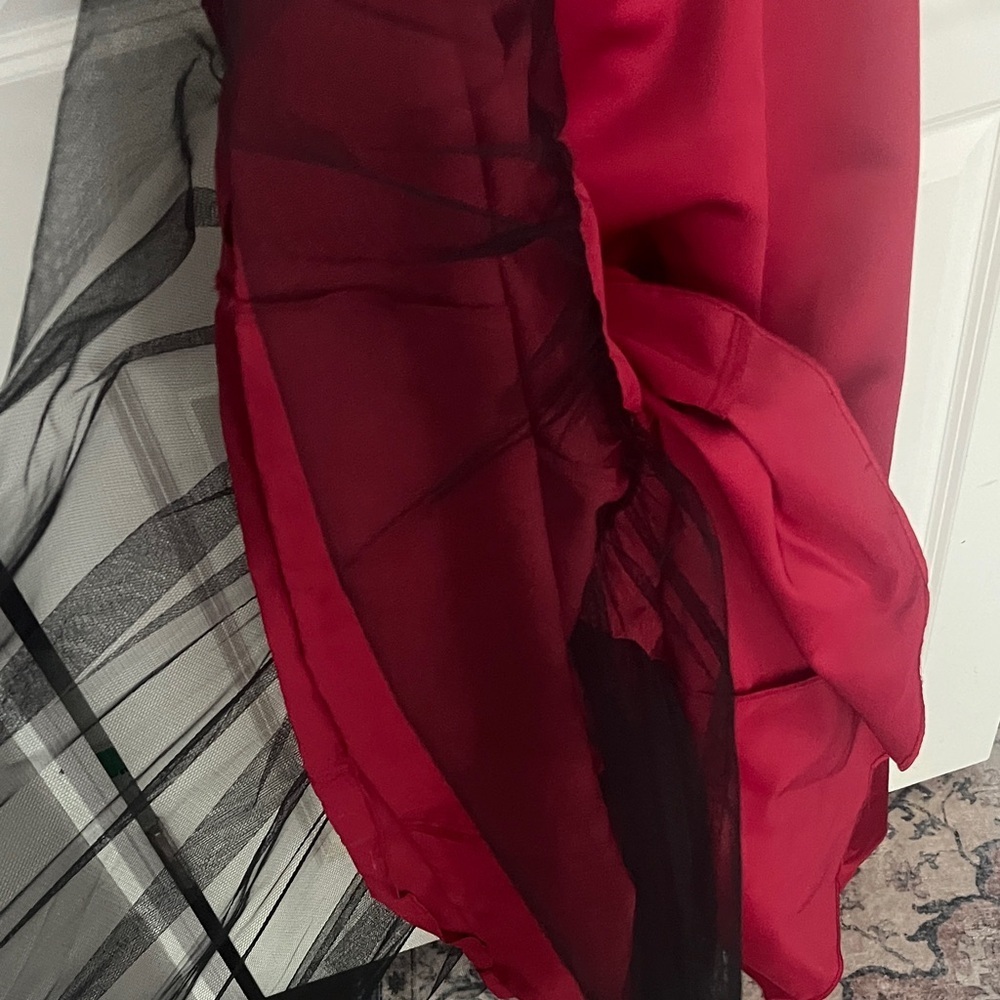 Michaelangelo Red Beaded embroidered halter full length gown prom, bridesmaid - Picture 5 of 12